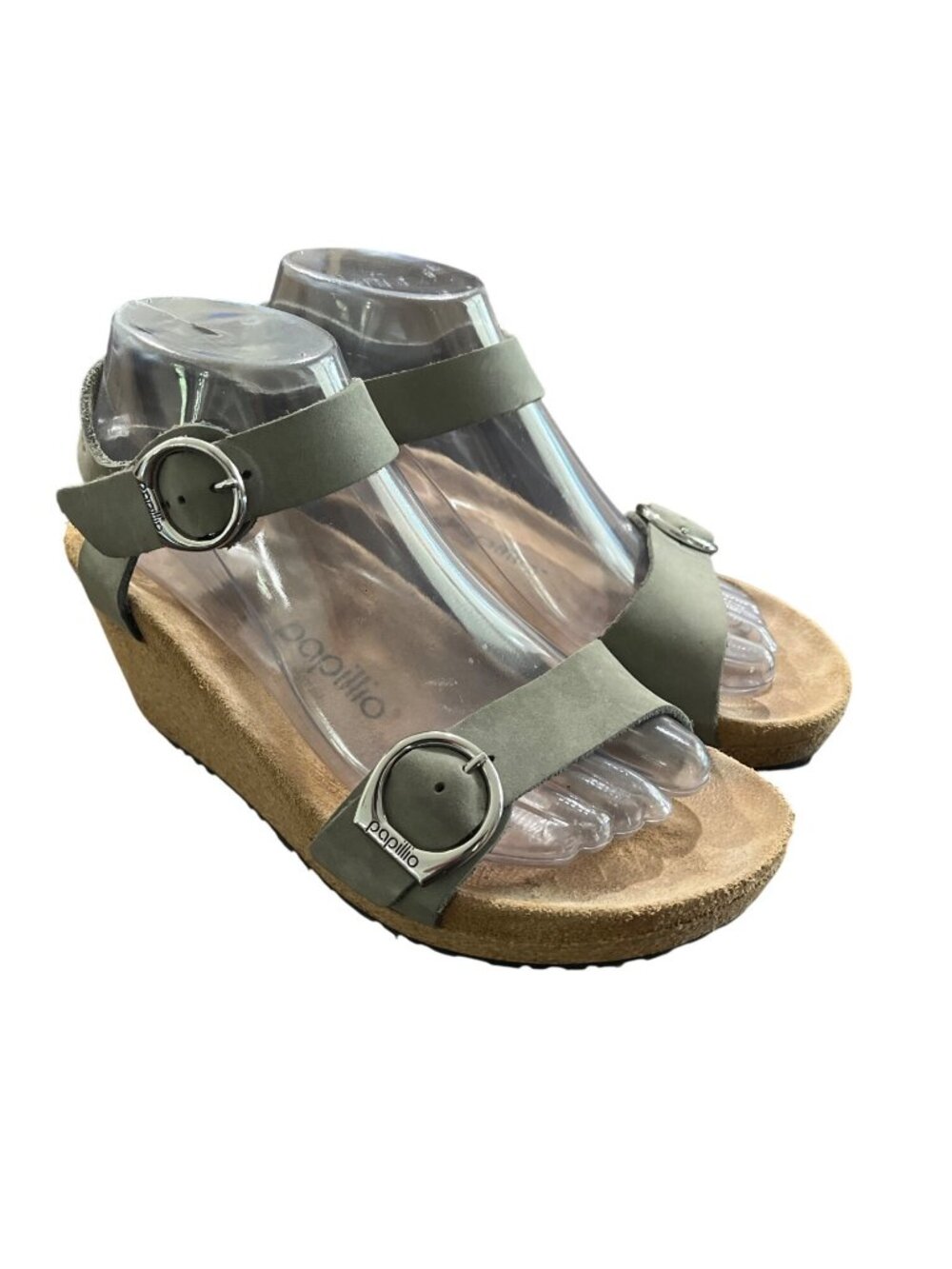Birkenstock Papillio Size 38 US 7 Soley Ring Buckle Wedge Sandal Dove Gray